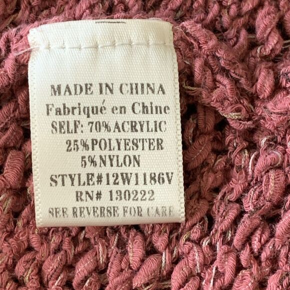 Very J Fringe Open Cardigan Women's Large Mauve Boho Chunky Knit Sweater Western - Picture 10 of 11